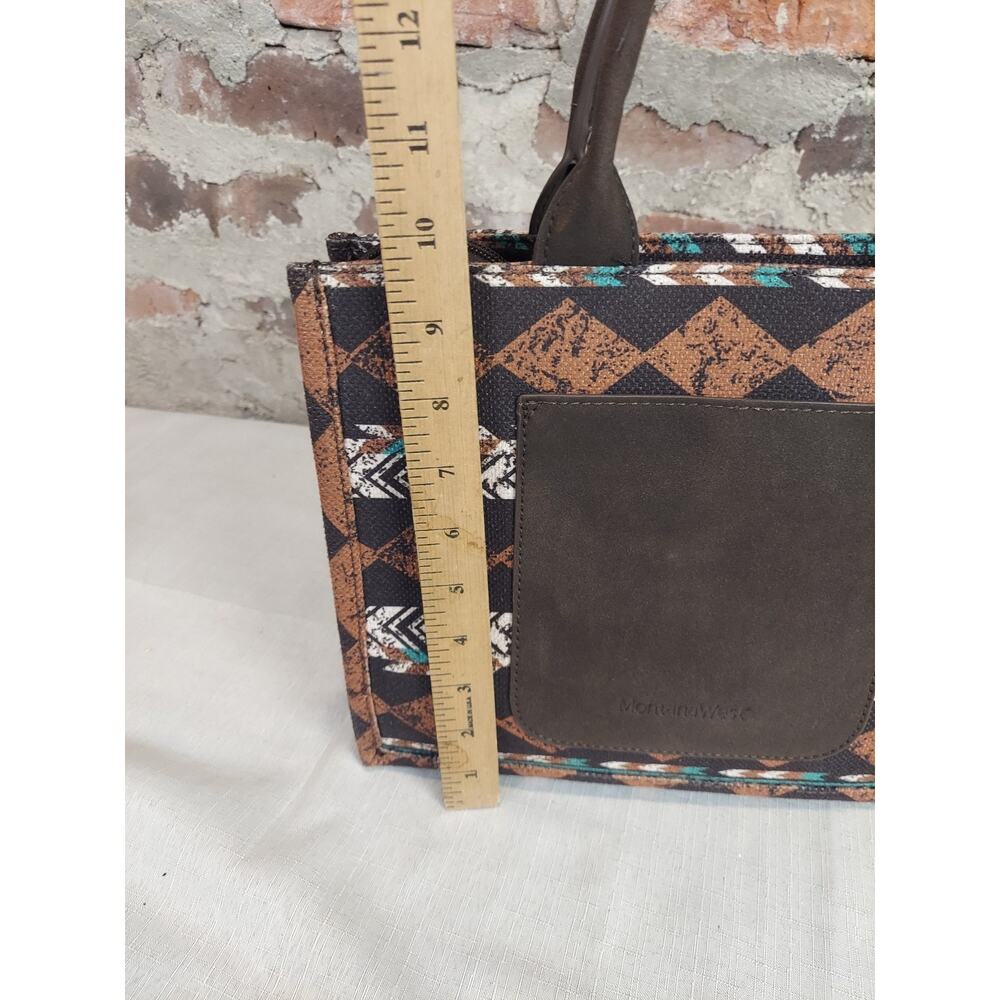 MontanaWest Womens Western Aztec Handbag Tote Shoulder Bag Brown Teal Zipper - Picture 3 of 5
